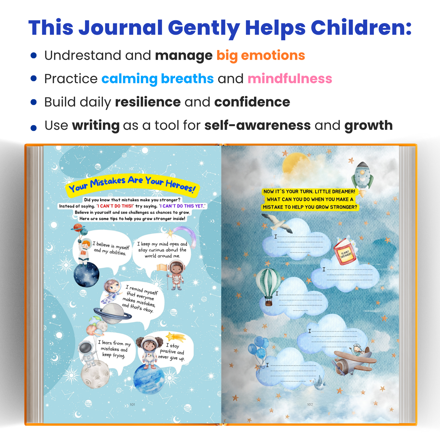 Planet Dreamers: The Growth Mindset Journal for Kids (Ages 6–12) 300+ Illustrated Pages to Build Confidence & Positivity