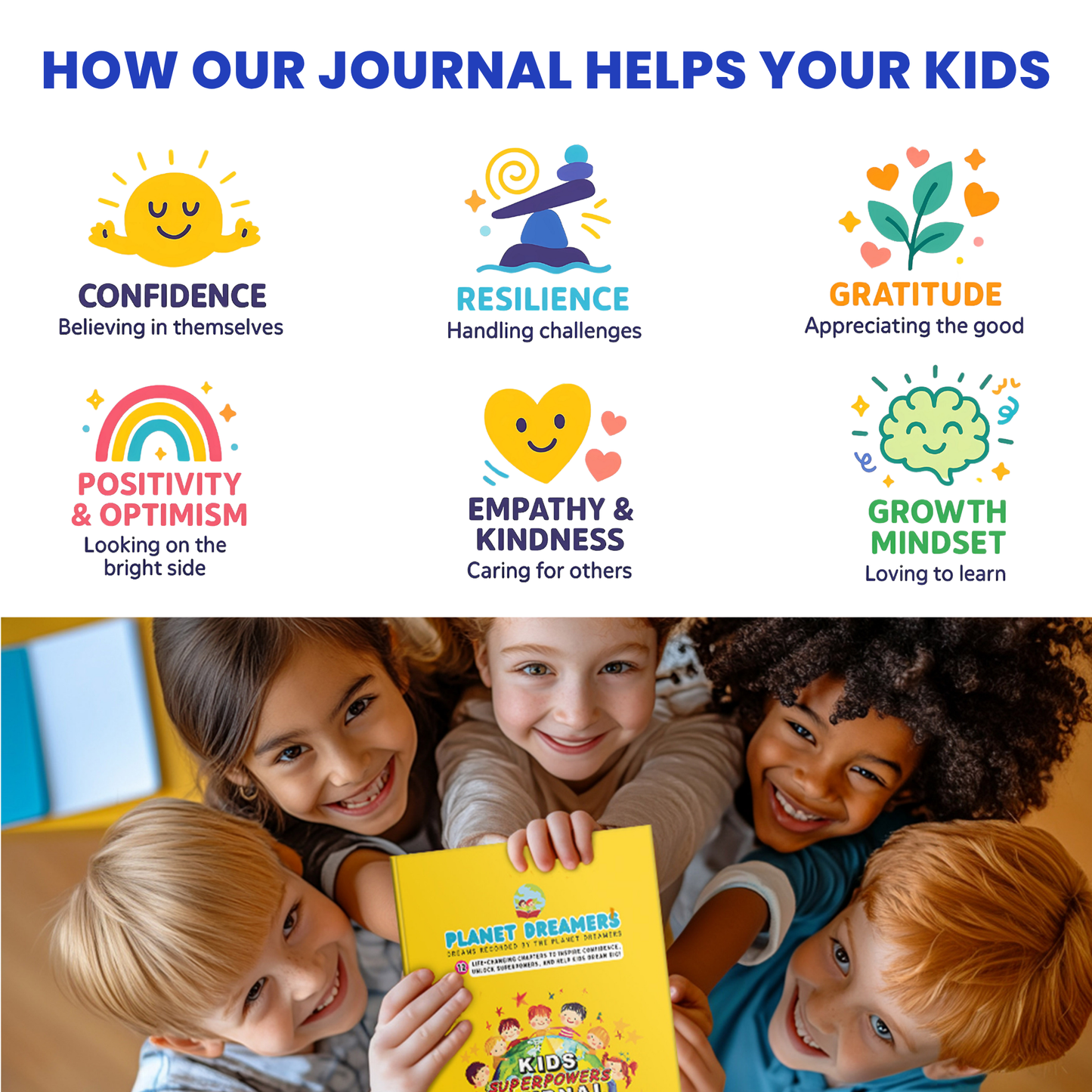 Planet Dreamers: The Growth Mindset Journal for Kids (Ages 6–12) 300+ Illustrated Pages to Build Confidence & Positivity