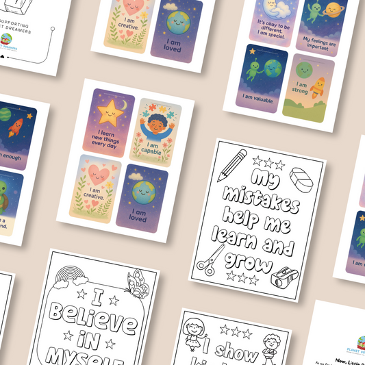 Coloring pages with motivational phrases on a beige background